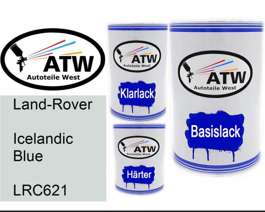 Land-Rover, Icelandic Blue, LRC621: 500ml Lackdose + 500ml Klarlack + 250ml Härter - Set, von ATW Autoteile West.
